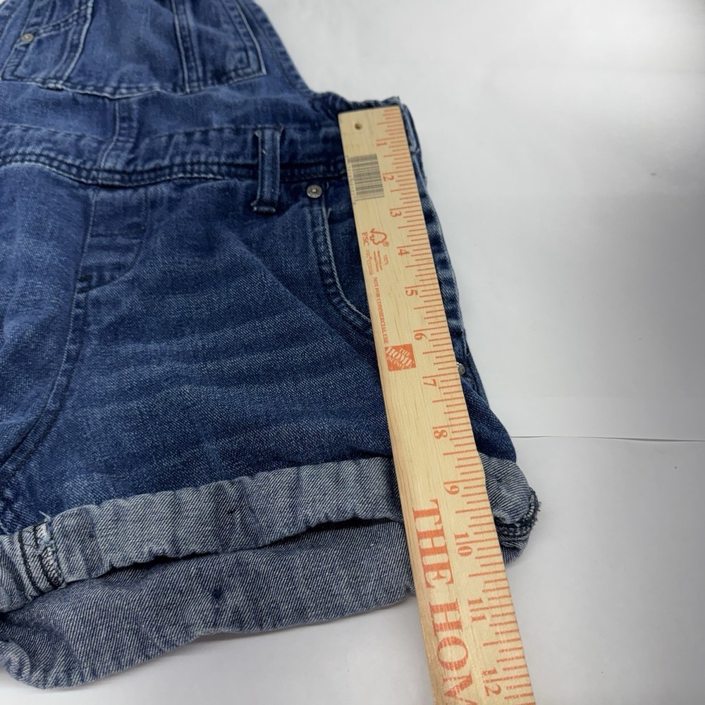 Women's l.e.i. Short Bib Denim Overalls sz Small *Cuffed* Shortalls - Picture 9 of 9